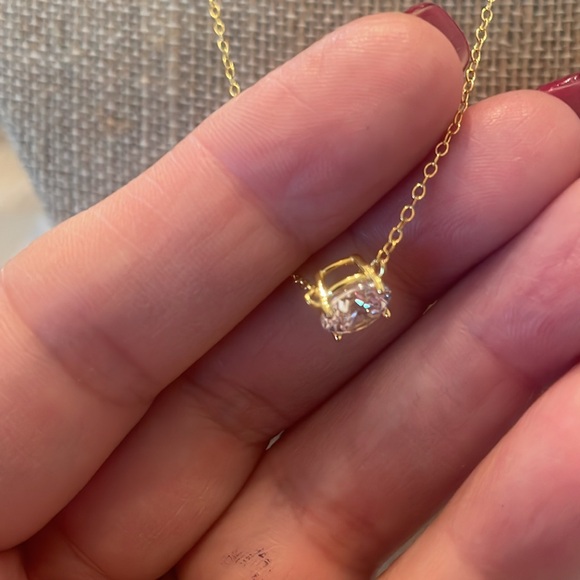 Gold over 925 silver Necklace with CZ Pendant - Picture 4 of 5